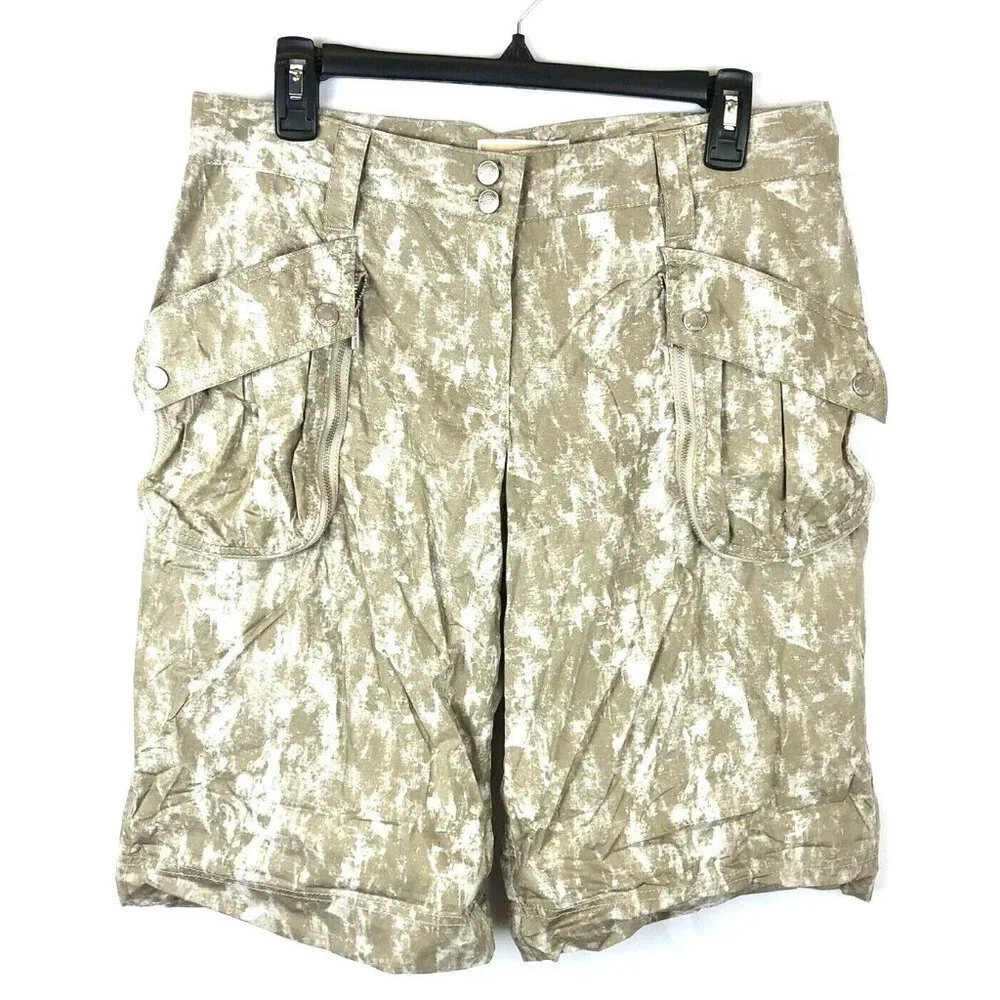 Michael Kors Women’s Beige Bermuda Shorts, Pockets, Size 8